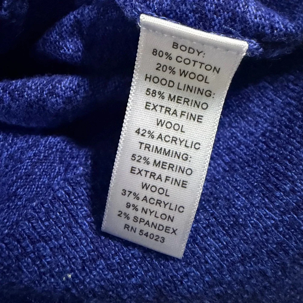 Banana Republic Mens Blue Marled Full Zip Knit Hoodie Sweater Size M Pockets